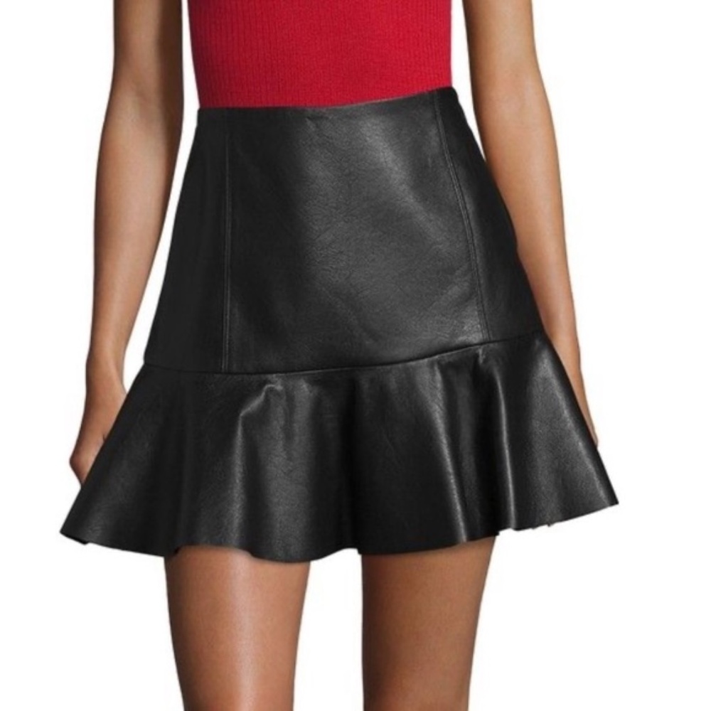 ❤️SOLD❤️ REBECCA TAYLOR Faux Leather Ruffle Hem Mini Skirt